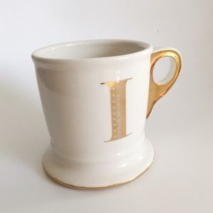 Anthropologie Gold Monogram Mug, Letter "I"